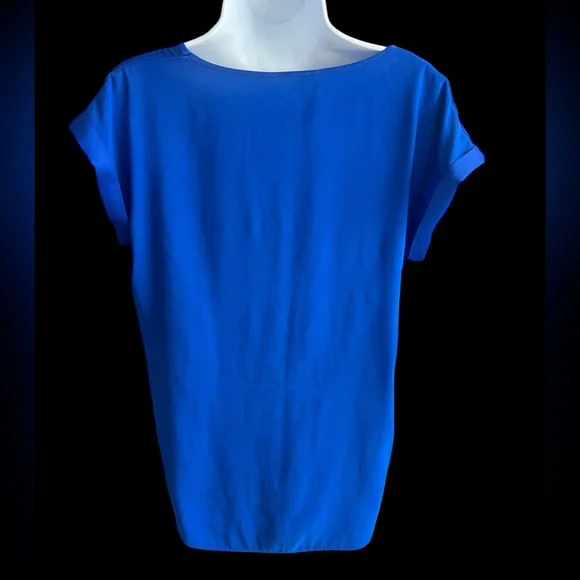 Express Royal Blue V neck cap sleeve blouse M - Picture 2 of 5